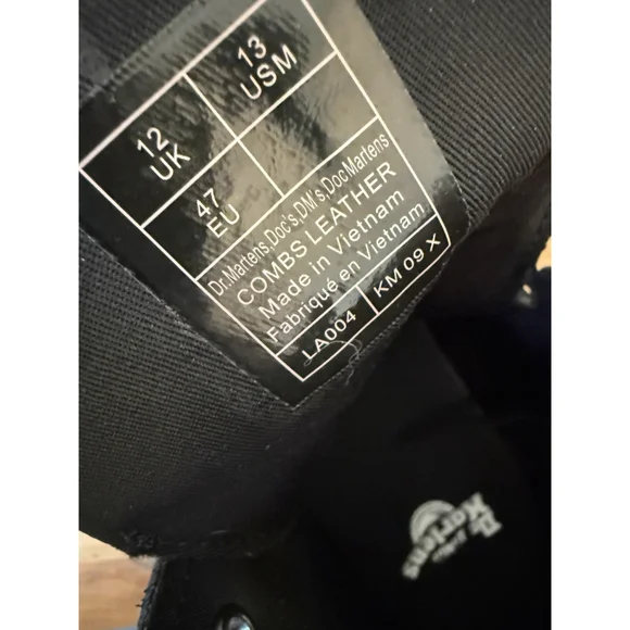 Dr. Doc Martens Combs Black Leather Combat Grunge Boots Size Mens 13 EU 47 NWOB - Picture 9 of 11